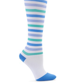 Blue/Purple/Teal Stripes Nurse Mates Compression Socks Wide Calf